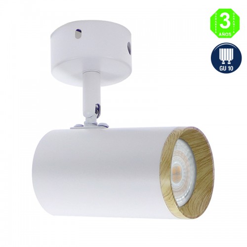 Plafón Aplique 1 Foco Orientable GU10 Blanco Mod. Country [ALLM4350]