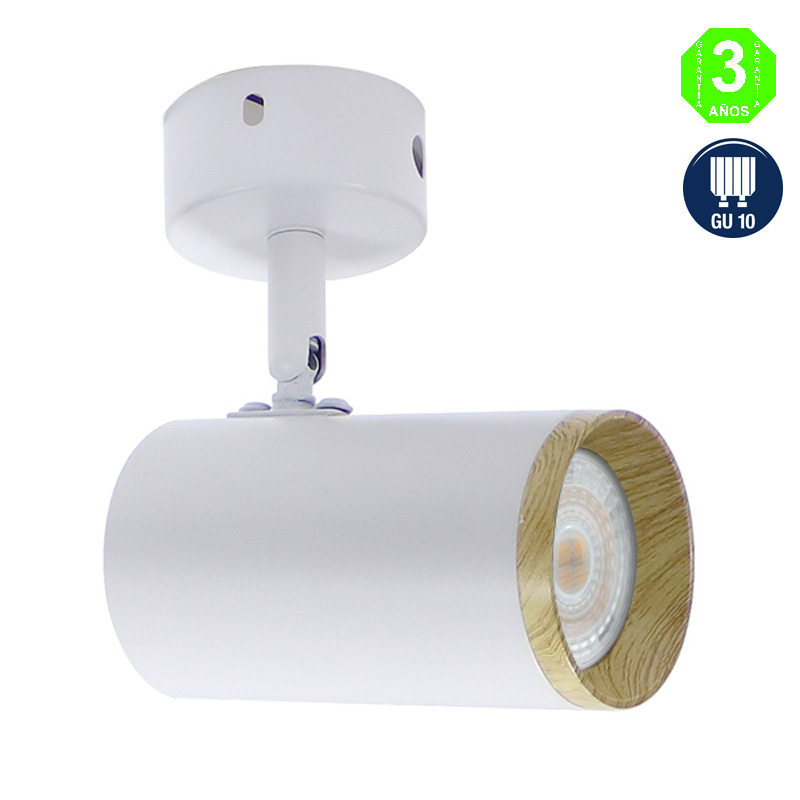 Plafón Aplique 1 Foco Orientable GU10 Blanco Mod. Country [ALLM4350]