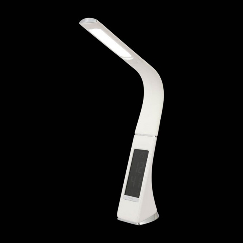 Flexo Sobremesa LED 5W Pantalla informativa, Piel Sintética Color Blanco y Negro