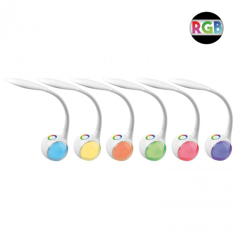 Flexo Sobremesa LED 5,5W 4000°K y RGB Regulable USB Color Blanco