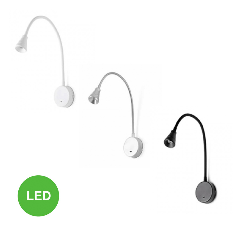 Flexo Aplique Pared LED Color Blanco, Cromado y Negro