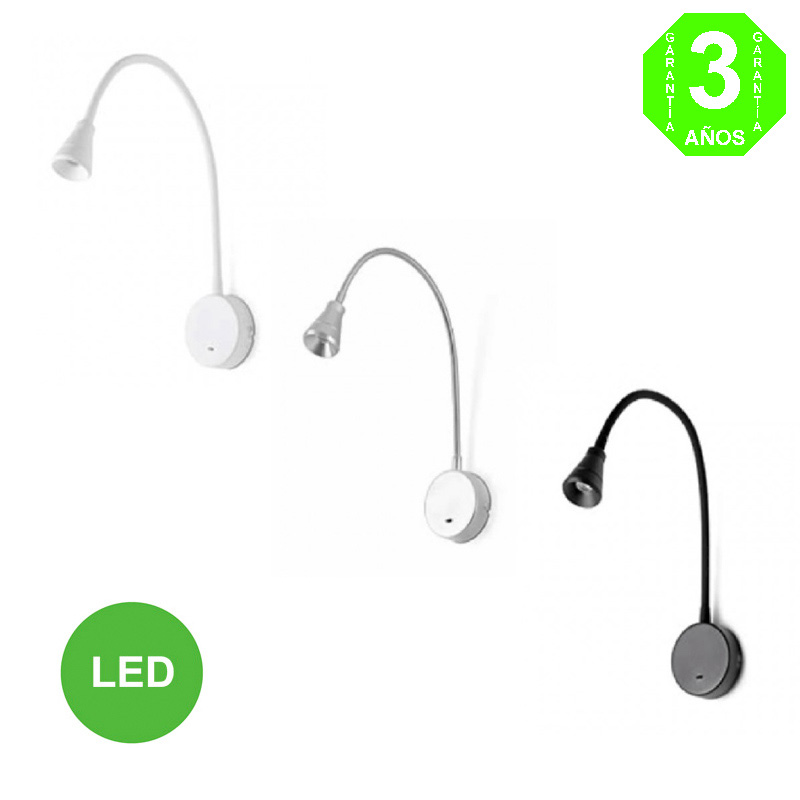 Aplique Flexo LED Color Blanco, Cromado y Negro Pared [ALFP4128MB]