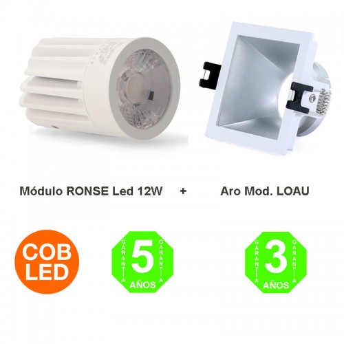 Kit Aro Cuadrado Loau Foco Módulo Led Ronse 12W Driver Lifud IP20 [ALGA44194334]