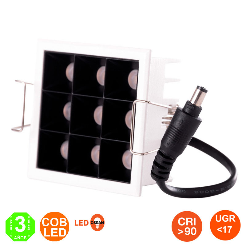Foco Downlight LED 10W Cuadrado Empotrable Osram Chip PRO Corte 64x64mm [JW-10W-M]