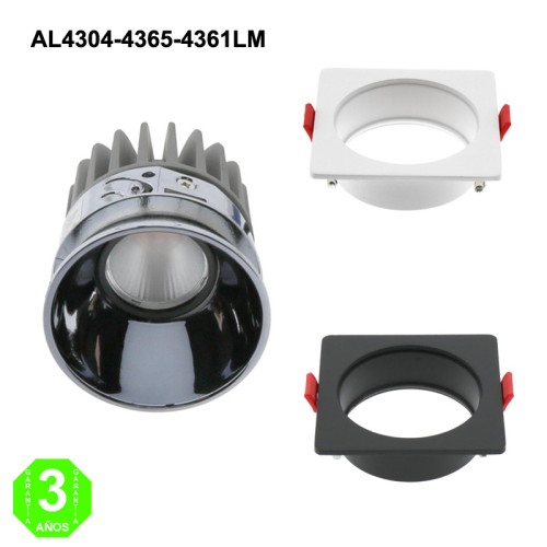 Kit Foco Modulo led CobFix 10W Bridgelux Aro Empotrable Cuadrado Blanco o Negro [AL43046561LM]
