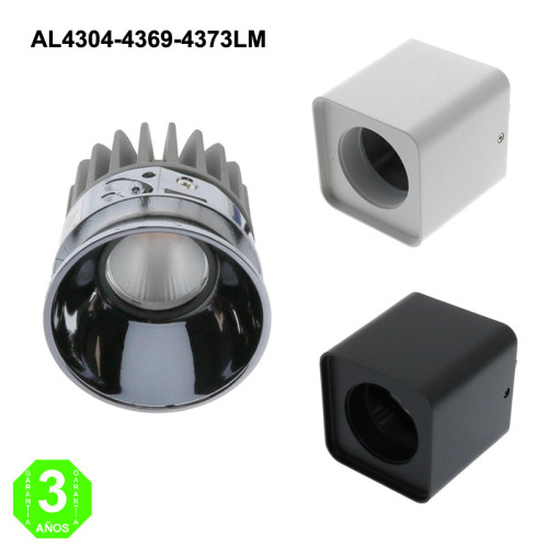 Kit Foco Modulo led CobFix 10W Bridgelux Soporte Superficie Cuadrado Blanco o Negro [AL430446973LM]
