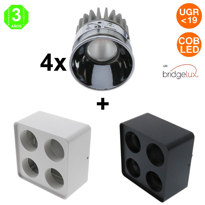 Kit Foco Modulo led 40W Bridgelux Soporte Superficie Cuadrado Blanco o Negro [ALLM43064372]