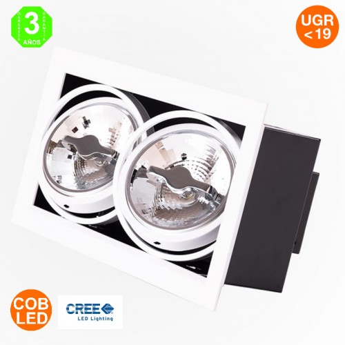 Foco Downlight Cardan LED Direcionable AR111 Empotrable 24W CREE CRI>90 [JW-CAR-LED-2x12W] 