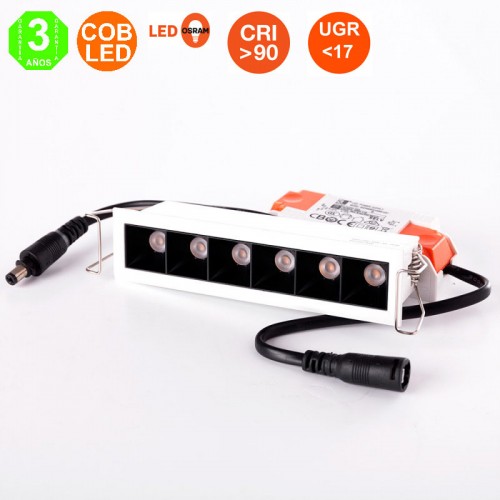 Foco Downlight LED Rectangular Empotrable Osram Chip 8W PRO Corte 121x26mm [JW-8W-M]