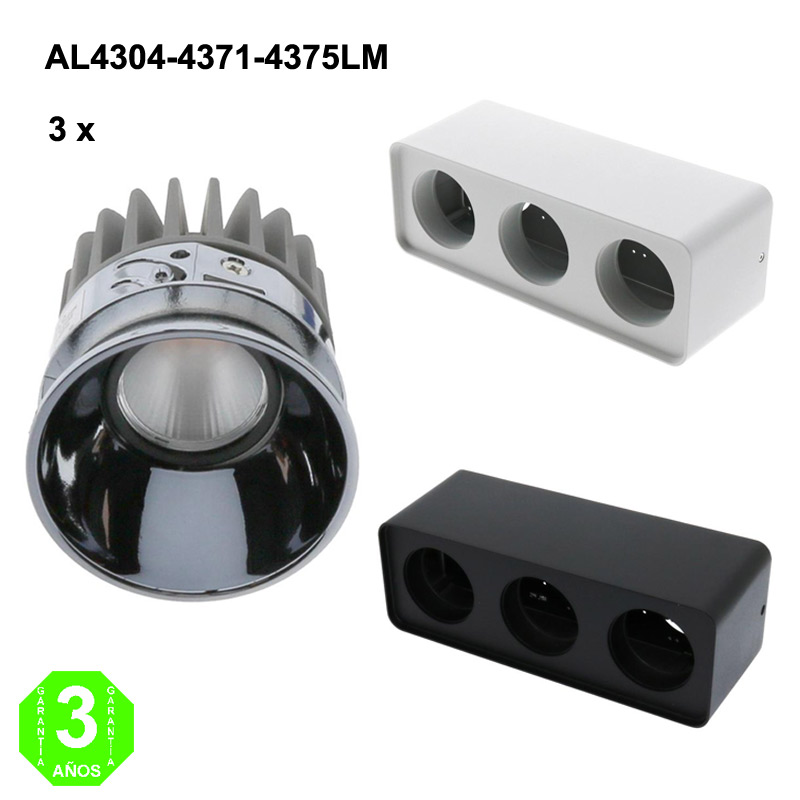 Kit Foco Modulo led CobFix 30W Bridgelux Soporte Superficie Rectangular Blanco o Negro [AL43047175LM]
