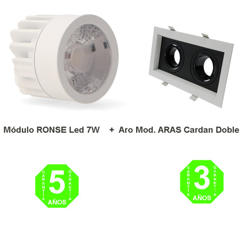Kit Aro Aras cardan Doble Foco Módulo Led Ronse 7W Driver Lifud IP20 [AL44154380GA]