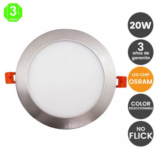 Placa Foco Downlight Led Marco Acero INOX 20W CCT Osram Chip [AL21205]