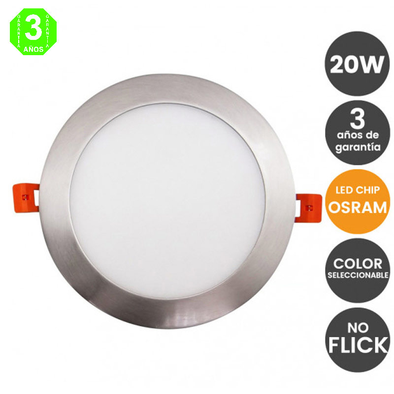 Placa Foco Downlight Led Marco Acero INOX 20W CCT Osram Chip [AL21205]