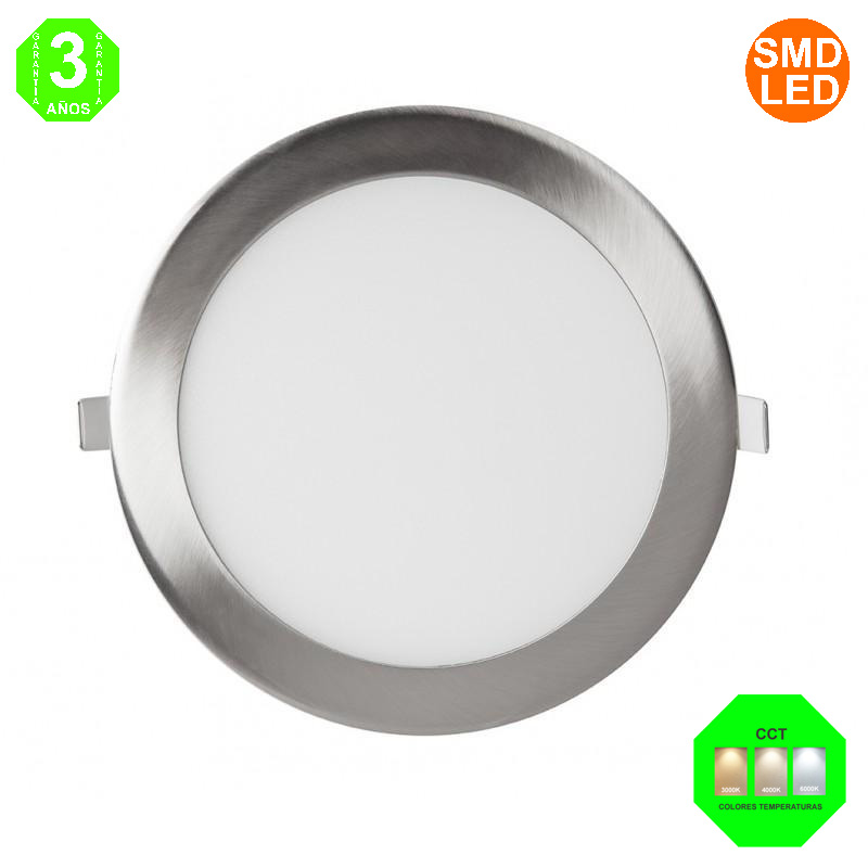 Placa Foco Downlight Led CCT Marco color Níquel 12W IP44 Ø170mm ØCorte120mm [ALLM5507] 
