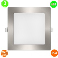 Placa Foco Downlight Led CCT Cuadrado Marco color Níquel 25W IP44 Corte 285x285mm [ALLM5524]