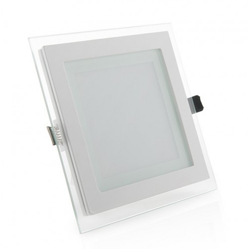 Foco placa Downlight LED Marco Cristal Cuadrado 12W Corte 115x115mm [GR-MB02-12W]