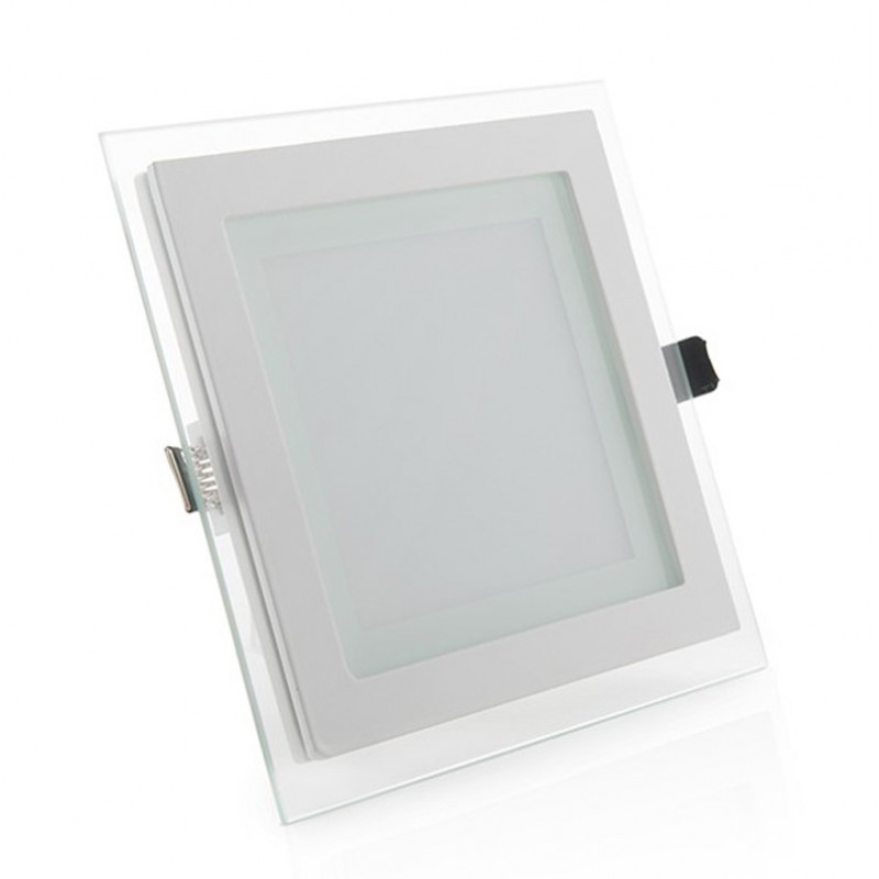 Foco placa Downlight LED Marco Cristal Cuadrado 12W Corte 115x115mm [GR-MB02-12W]