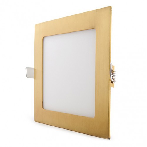 Foco Placa Downlight LED Cuadrado Marco Color Dorado 12W Corte 150x150mm [GL-CL-S12N-G]