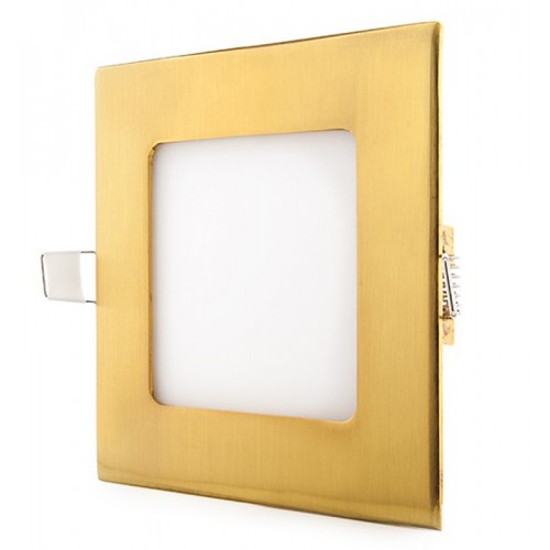 Foco Placa Downlight LED Cuadrado Marco Color Dorado 6W Corte 101x101mm [GL-CL-S6N-G]