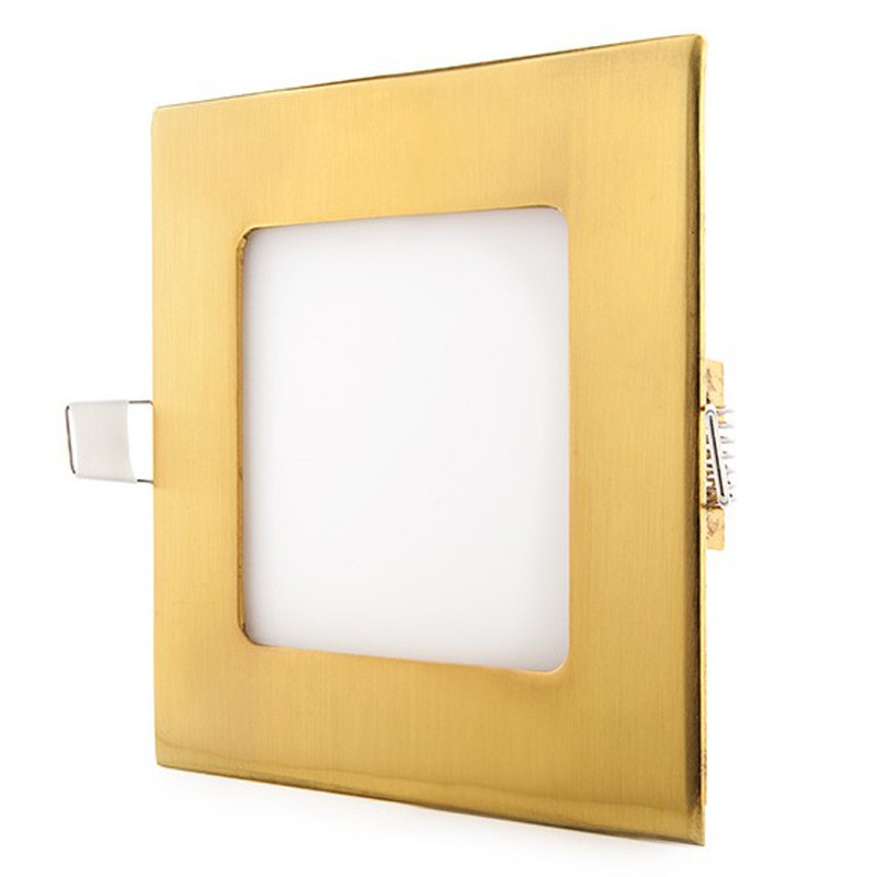 Foco Placa Downlight LED Cuadrado Marco Color Dorado 6W Corte 101x101mm [GL-CL-S6N-G]