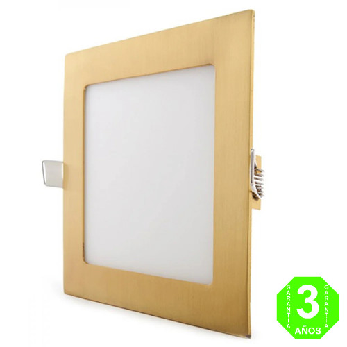 Foco Placa Downlight LED Cuadrado Dorado 12W [GLCLS12N-G]