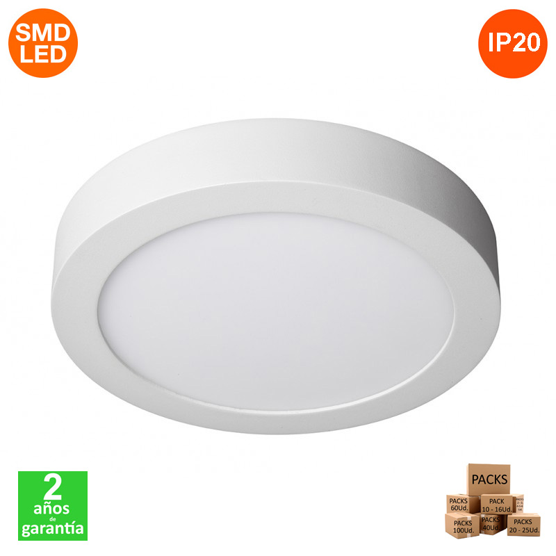 Plafón Led Slim Circular 20W 2000Lm 30.000H Serie Eco Disponible en unidades y Pack