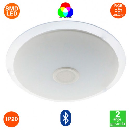 Plafón Led Magic RGB + Blanco CCT 36W 2800Lm IP20 Ø500mm Altavoz Bluetooth