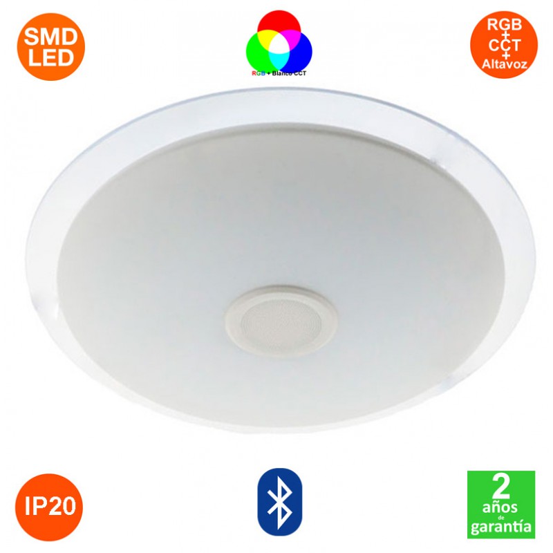 Plafón Led Magic RGB + Blanco CCT 36W 2800Lm IP20 Ø500mm Altavoz Bluetooth