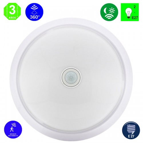 Plafón Circular con Sensor de Movimiento IP20 2XE27 Nantes Sin Lámparas [ALLM6608]