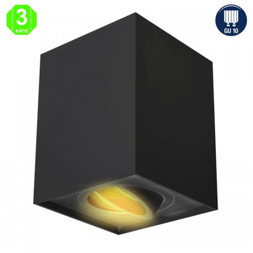 Plafón Aplique Basculante GU10 Cuadrado Negro [ALRU2057]