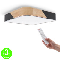Plafón Led Cuadrado Negro Madera 24W Eco [AL8281LM]