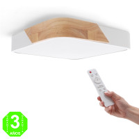 Plafón Led Cuadrado Blanco Madera 24W Eco [AL8282LM]