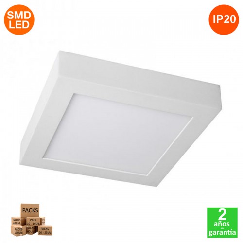 Plafón Led Slim Cuadrado 25W 2500Lm IP20 Serie ECO Disponible en unidades y Pack