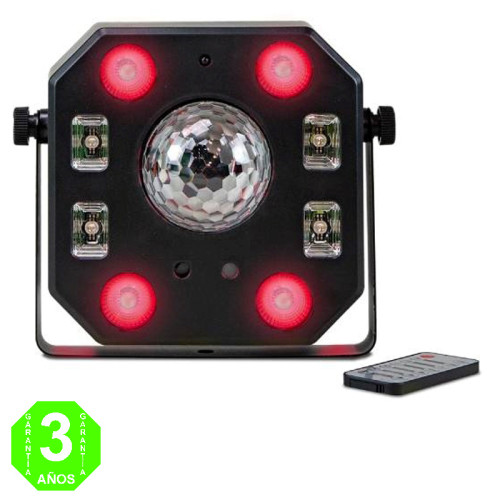 Proyector LED Multiefecto RGBW, LASER VERDE Y ROJO, UV DMX ESTROBO 60W [EFE011013AL]