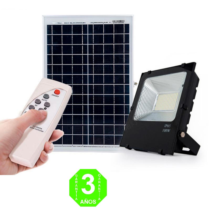 Foco Proyector LED SOLAR 100W IP65 Sensor Control Remoto Panel 6V 25W [PL-626005]
