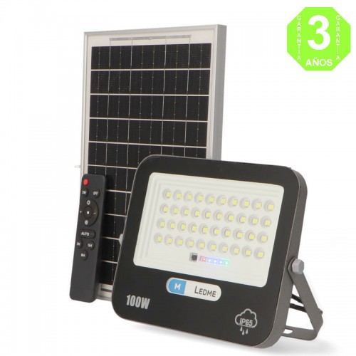 Foco Proyector LED SOLAR Milán 100W IP65 Sensor + Control Remoto + Panel [AL6503LM]