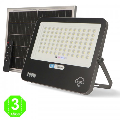 Foco Proyector LED SOLAR Milán 200W IP65 Sensor + Control Remoto + Panel [AL6507LM]