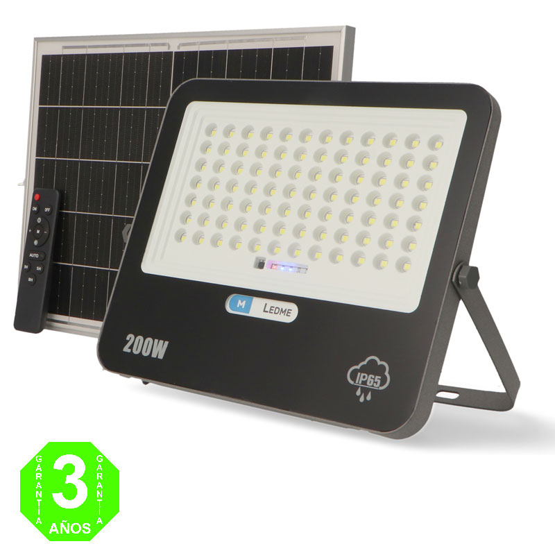 Foco Proyector LED SOLAR Milán 200W IP65 Sensor + Control Remoto + Panel [AL6507LM]