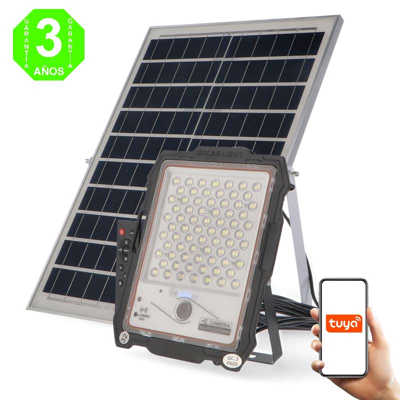 Foco Proyector LED SOLAR con Cámara Jeff 200W Sensor + Control Remoto + App + Wifi [AL6593LM]